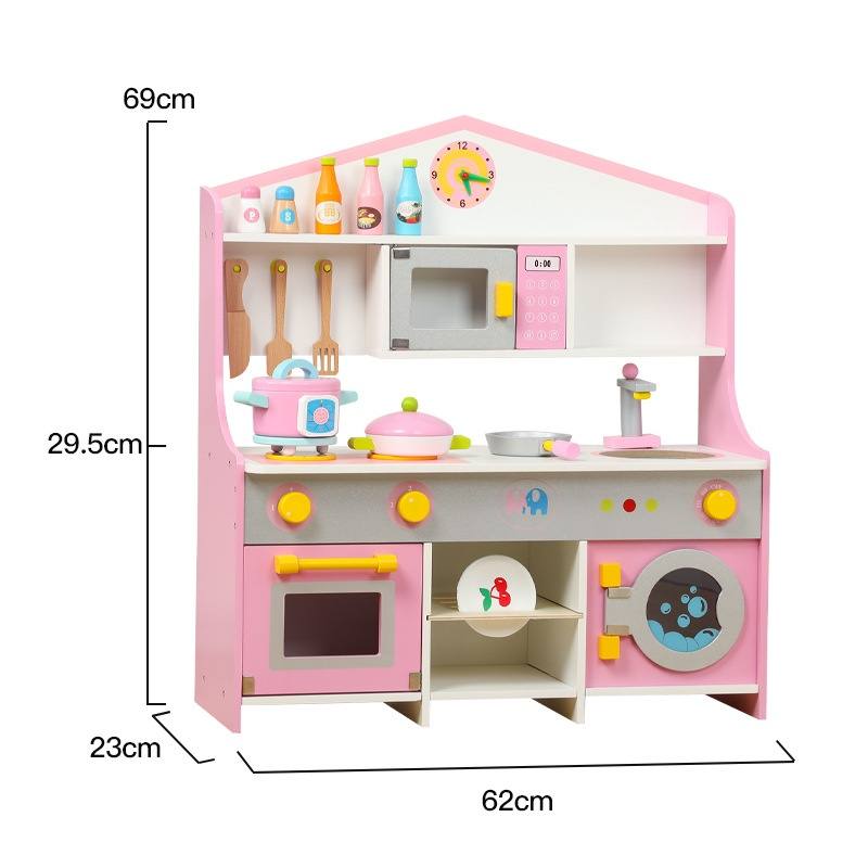 Large Wooden Kids Kitchen 2-in-1 – Full Kitchen Set with Washing Machine