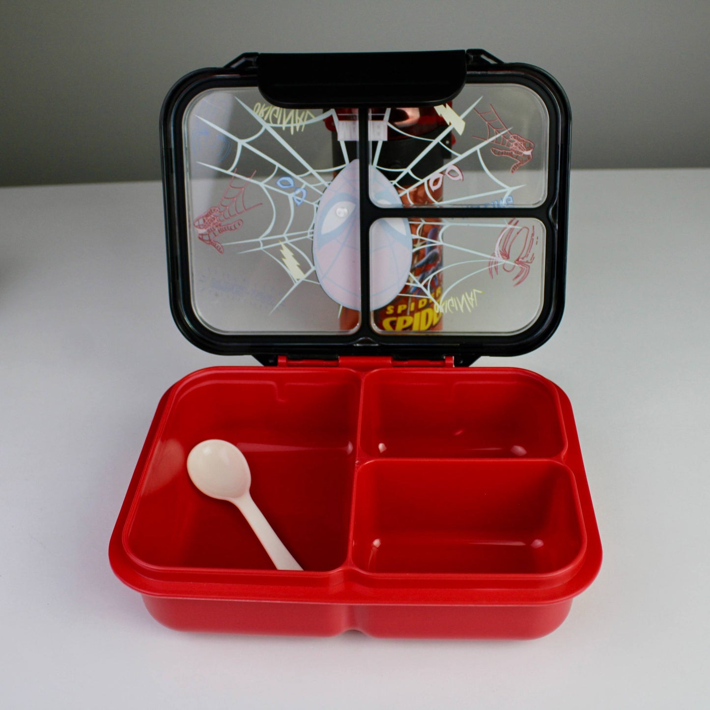Smiggle Spider-Man Lunch Box & Bottle Set – 3-Compartment Lunch Box with Leak-Resistant Bottle