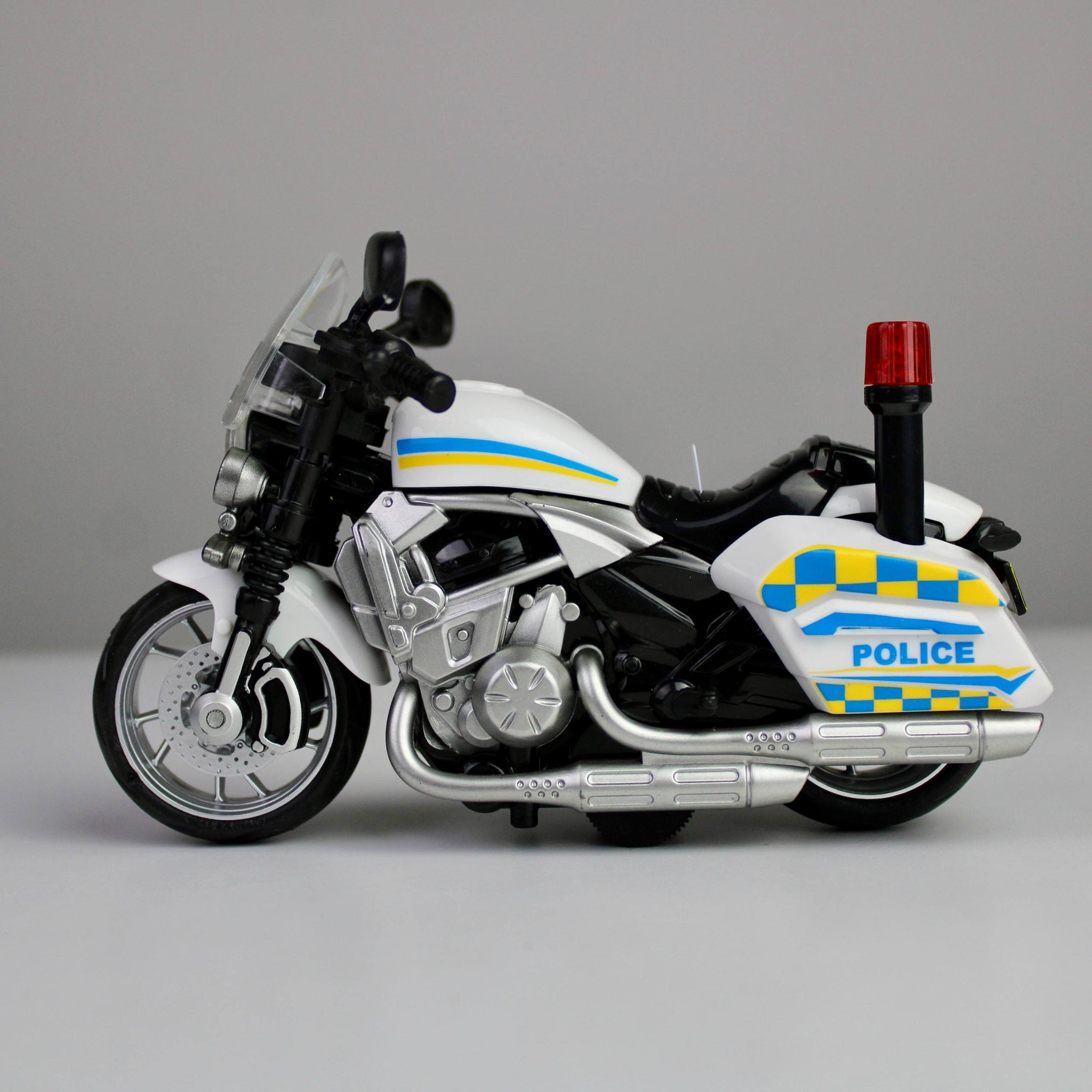 Police Motorcycle 1:12 – Pull-Back Model with Lights & Siren Sounds