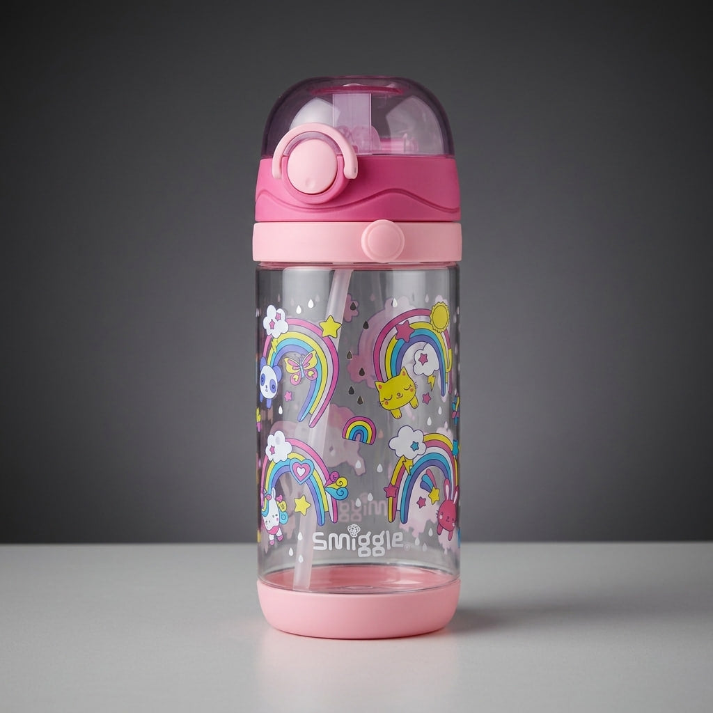 Smiggle Kids Water Bottle – 600ml BPA-Free Bottle with Silicone Straw