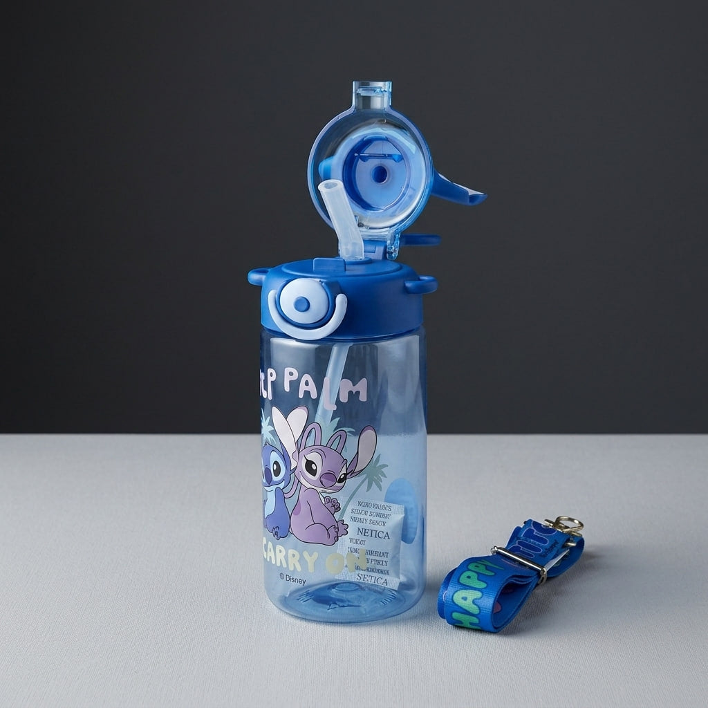 Disney Stitch & Spider-Man Kids Water Bottle – 650ml BPA-Free Bottle with Character Handle