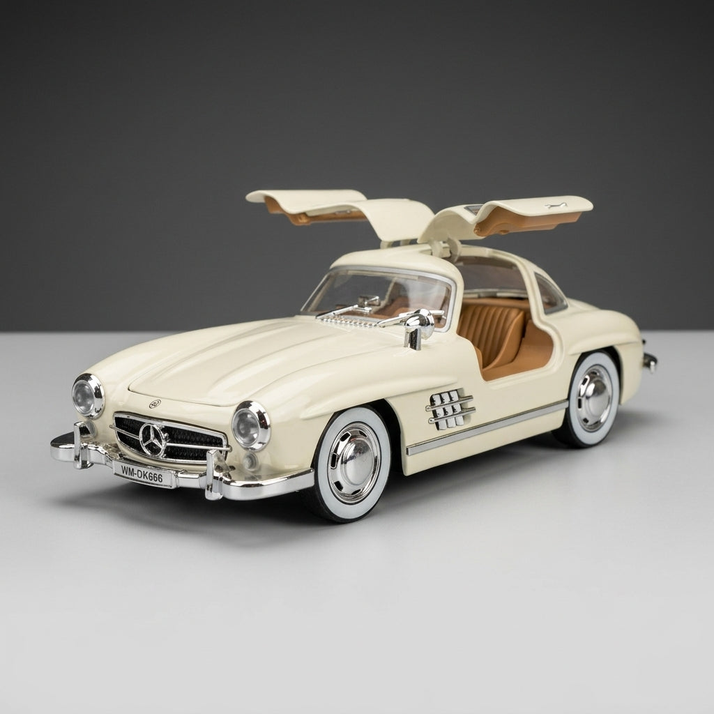 سيارة مجسمة مصبوبة من مرسيدس-بنز 300SL Gullwing بمقياس 1:22 مع إضاءة وصوت