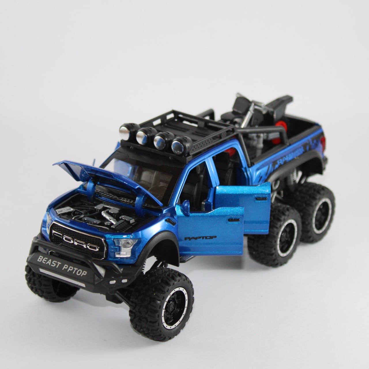 Ford Raptor Die-Cast Model Car 1:28 Scale with Motorcycle