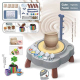 مجموعة عجلة الفخار للأطفال - آلة صنع الطين الإبداعية 