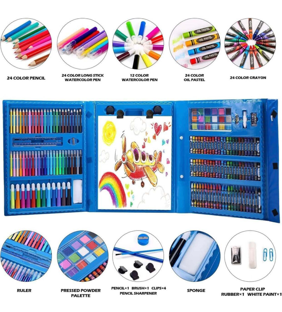 208-Piece Complete Art Set — Double-Sided Stand