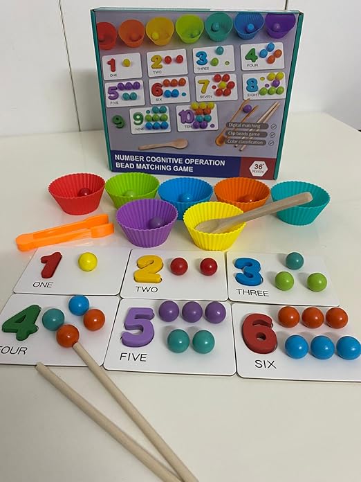 Wooden Number & Bead Matching Game – Educational Counting & Sorting Toy