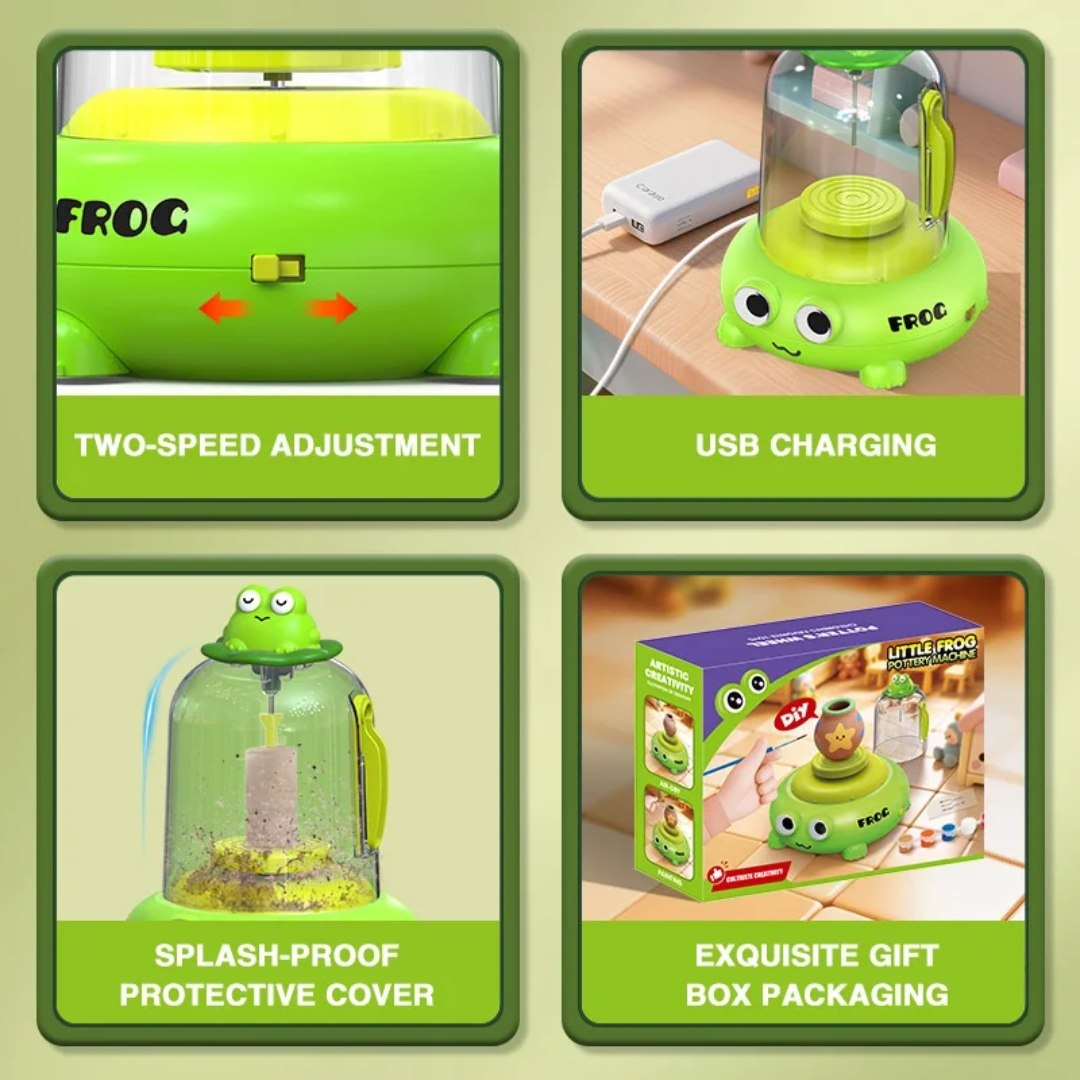 Kids Electric Pottery Wheel Set – Frog Art Kit