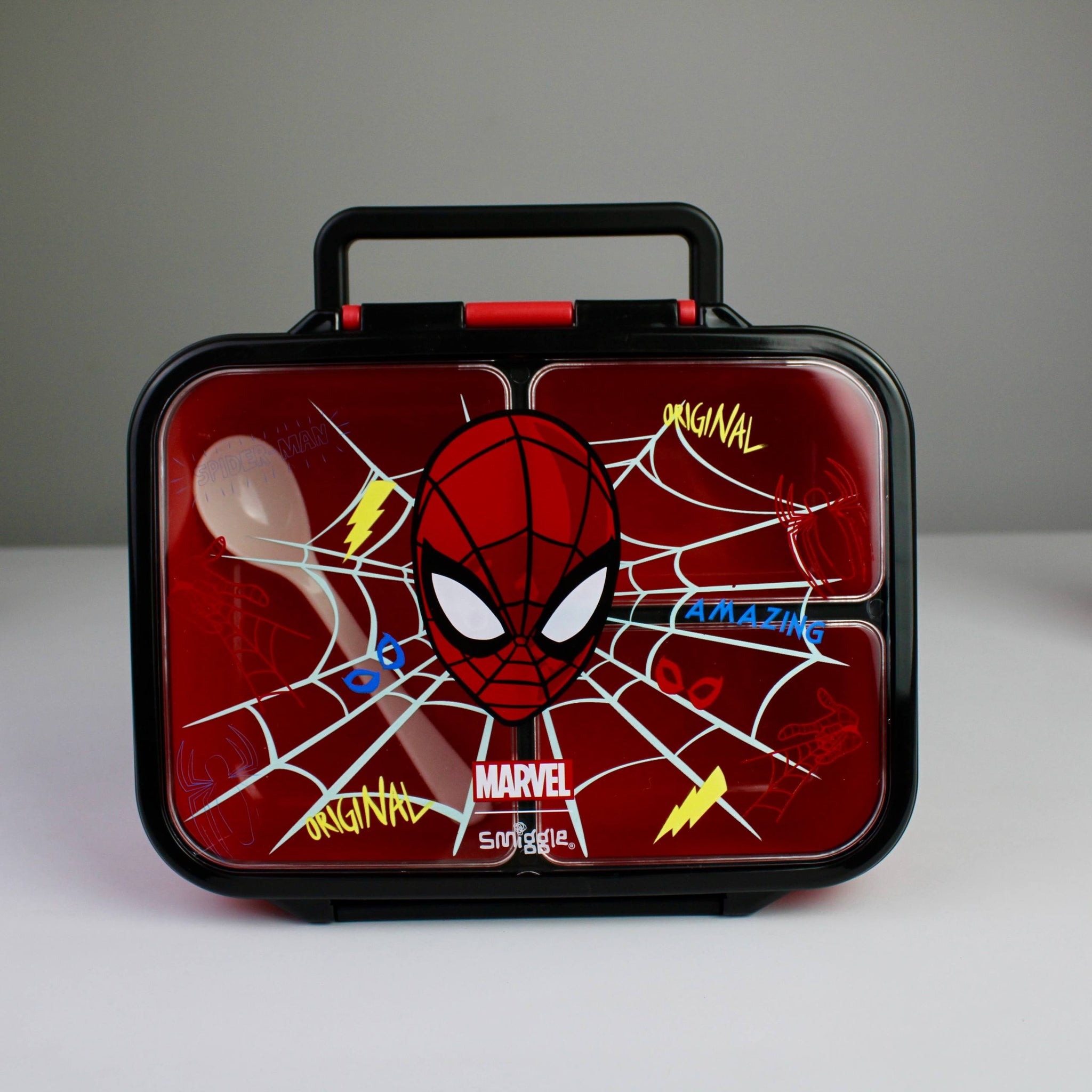 Smiggle Spider-Man Lunch Box & Bottle Set – 3-Compartment Lunch Box with Leak-Resistant Bottle