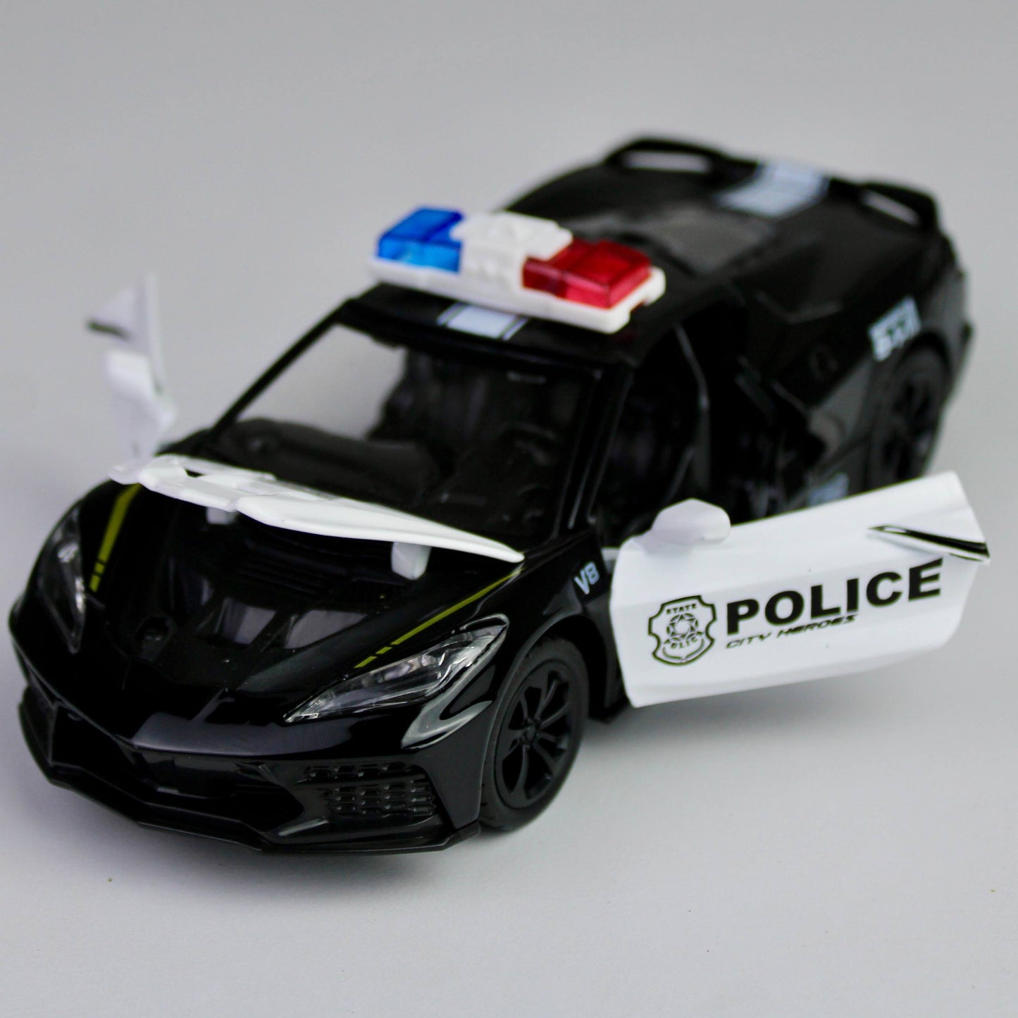 Police Sports Car Die-Cast 1:28 – Metal Model with Lights & Siren Sounds
