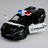 Police Sports Car Die-Cast 1:28 – Metal Model with Lights & Siren Sounds