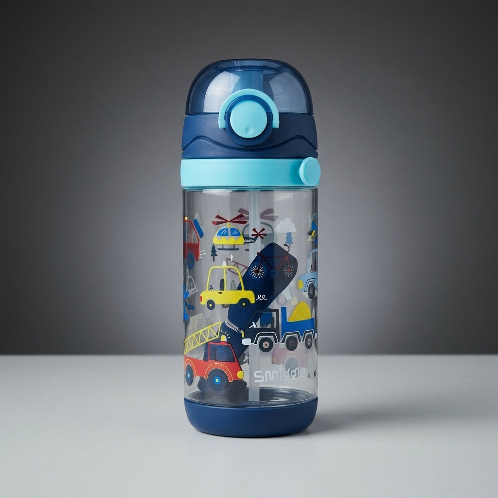 Smiggle Kids Water Bottle – 600ml BPA-Free Bottle with Silicone Straw