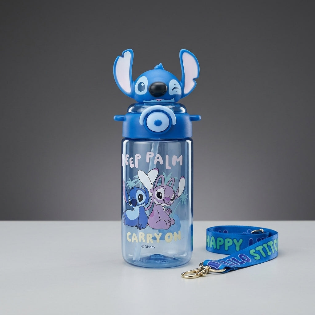 Disney Stitch & Spider-Man Kids Water Bottle – 650ml BPA-Free Bottle with Character Handle