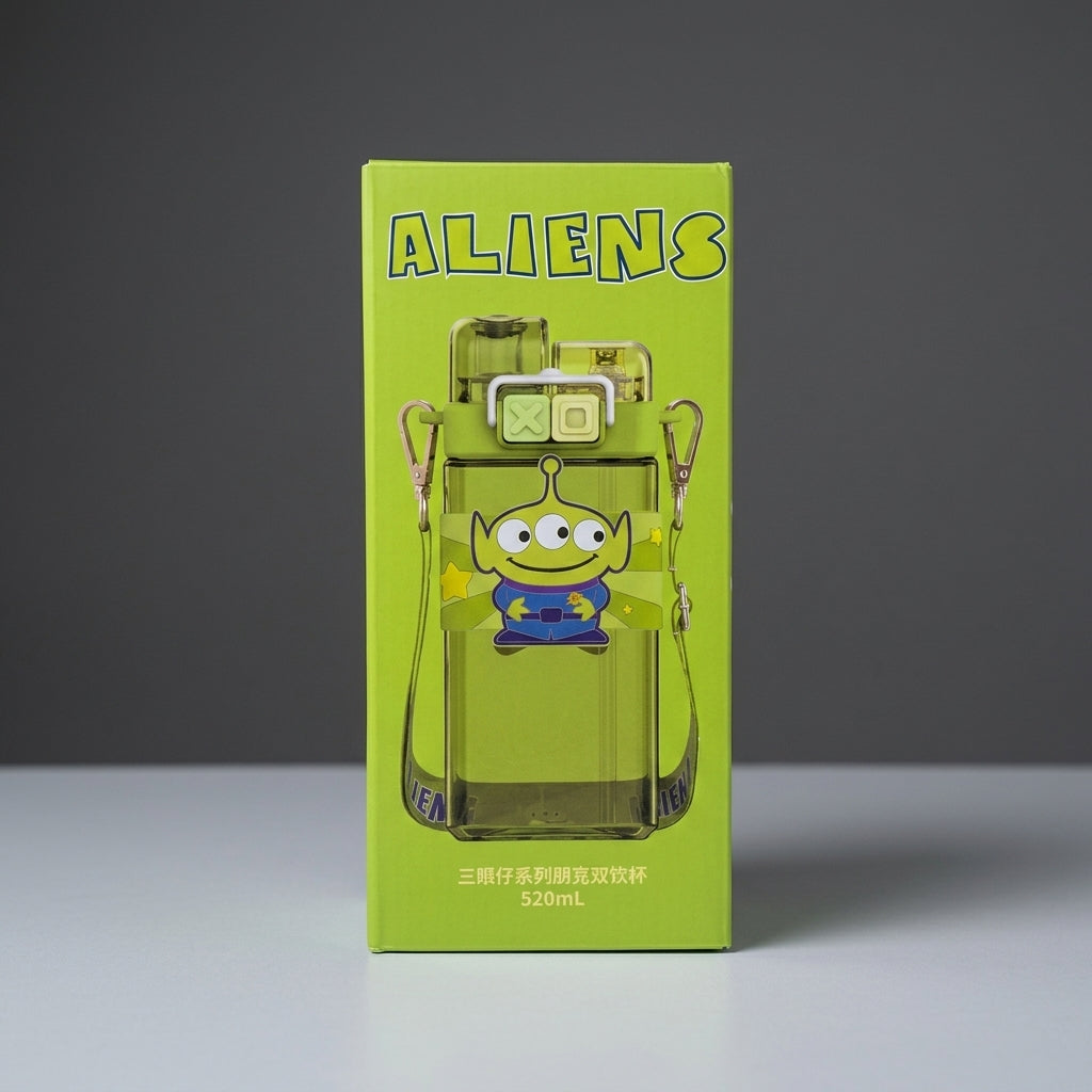 Alien Kids Water Bottle – 520ml BPA-Free Bottle with Silicone Straw