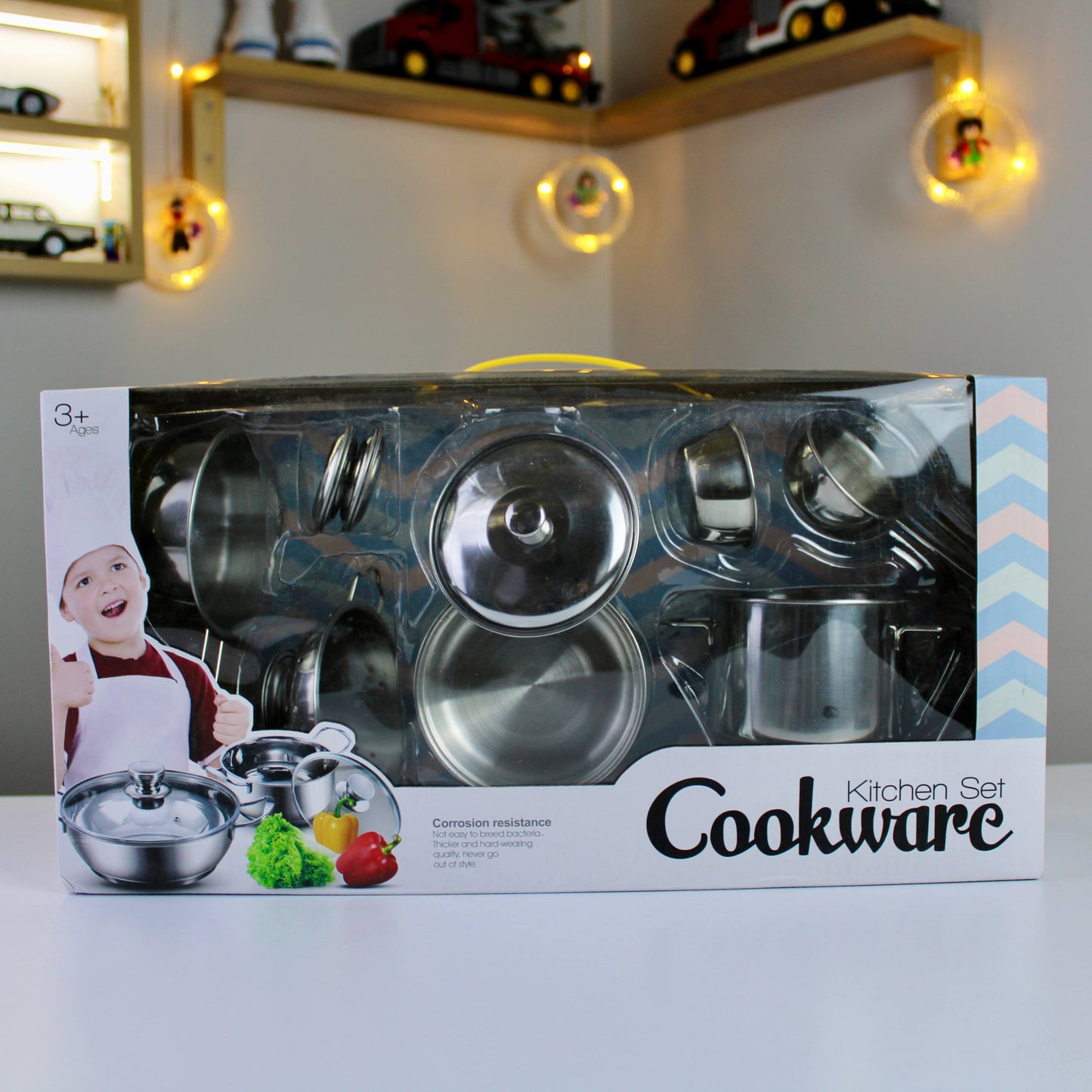 طقم أواني مطبخ للأطفال من الستانلس ستيل – 11 قطعة