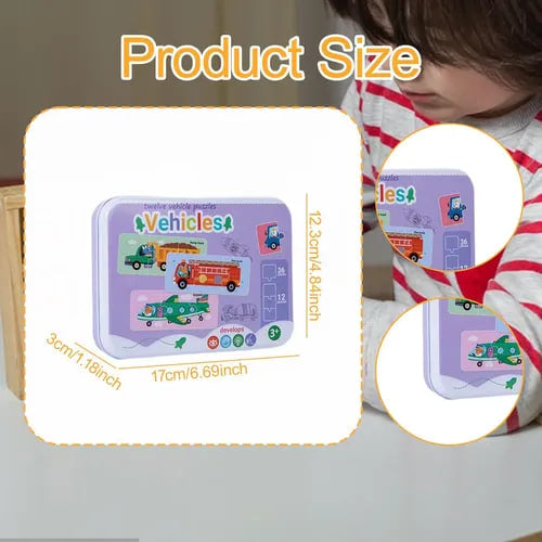 مجموعة ألغاز خشبية 6 في 1 للأطفال - تعليمية وممتعة