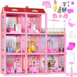 مجموعة لعب بيت الدمى الكبير – 3 طوابق، 156 قطعة