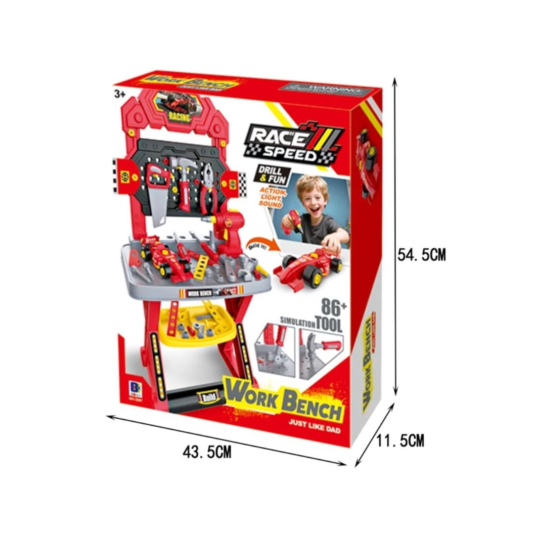 Kids Racing Car Workshop Set – 86+ Pieces DIY Building Kit