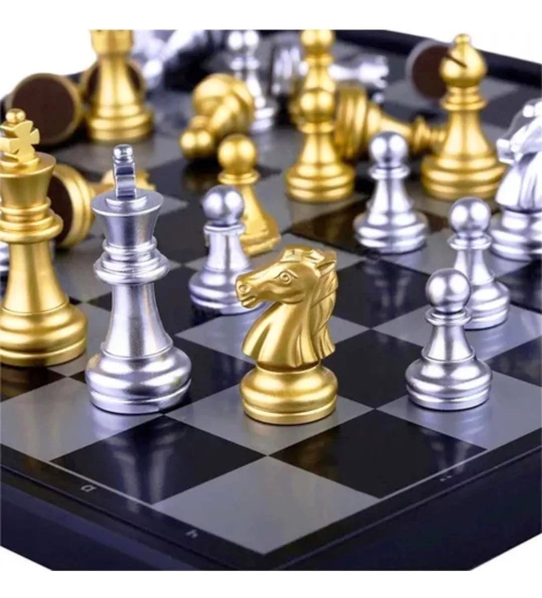 Luxury Magnetic Staunton Chess Set – Gold & Silver Edition (35.5 cm)