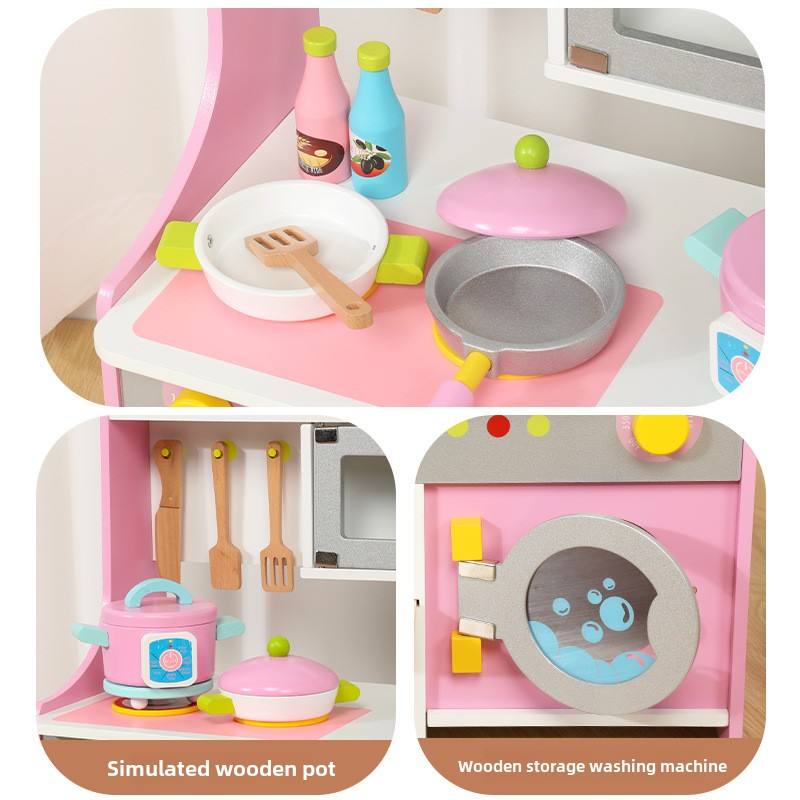 Large Wooden Kids Kitchen 2-in-1 – Full Kitchen Set with Washing Machine