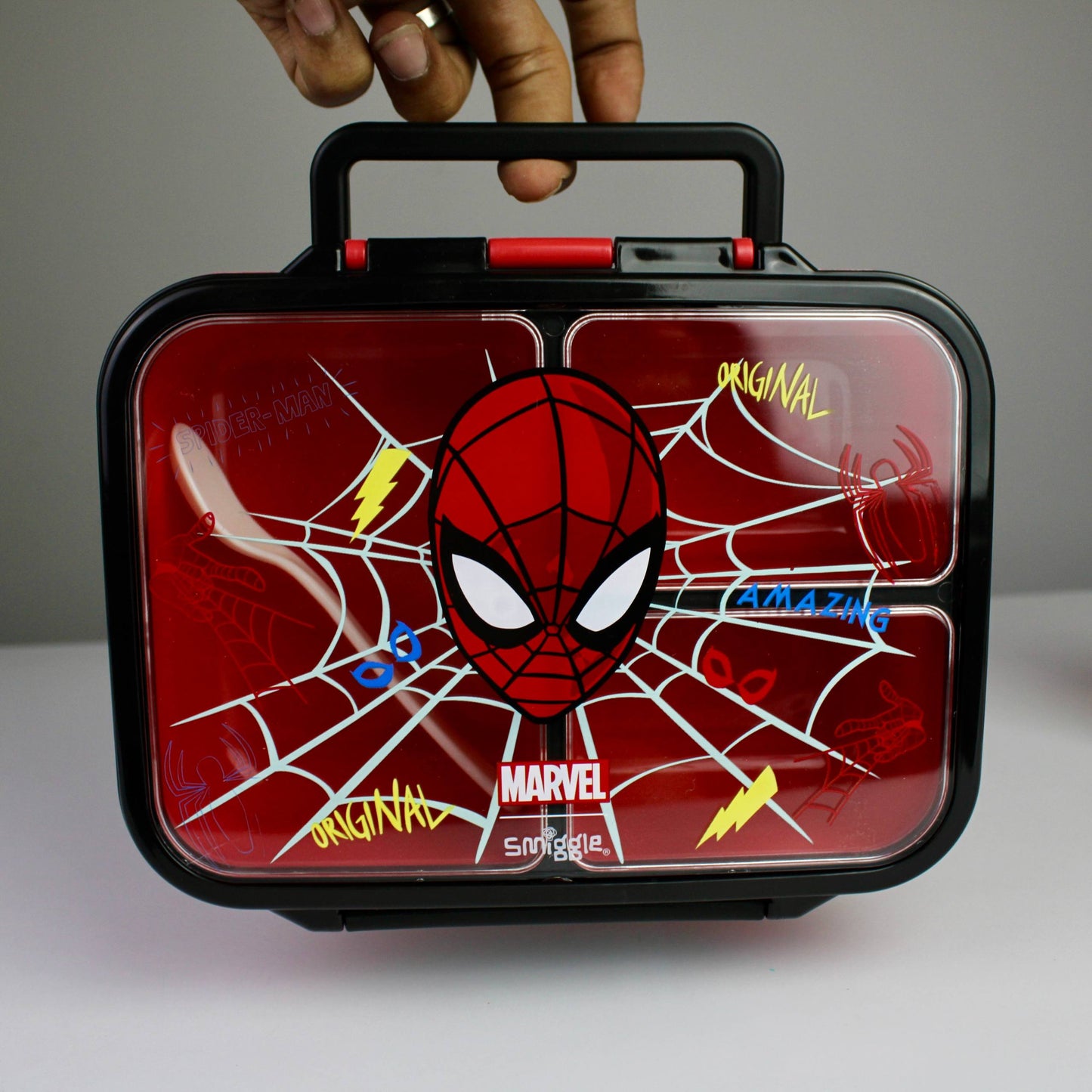 Smiggle Spider-Man Lunch Box & Bottle Set – 3-Compartment Lunch Box with Leak-Resistant Bottle