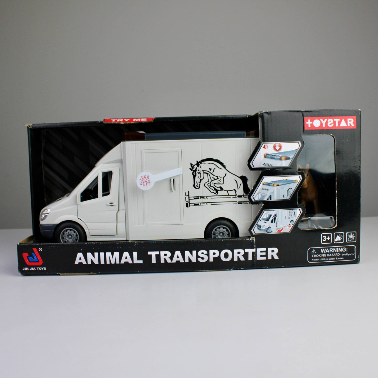 Jinjia Animal Transport Truck – Realistic Lights & Sounds with Horse Figure