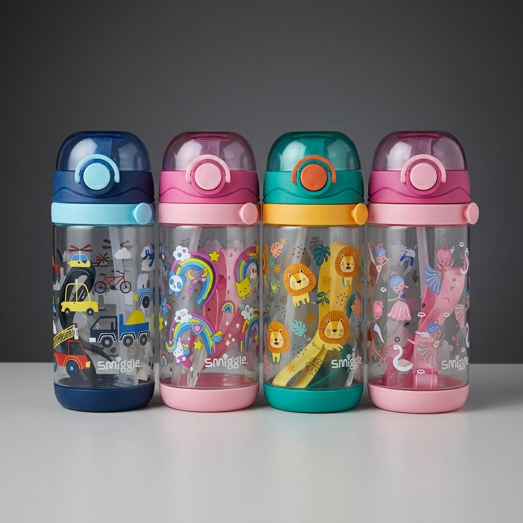 Smiggle Kids Water Bottle – 600ml BPA-Free Bottle with Silicone Straw