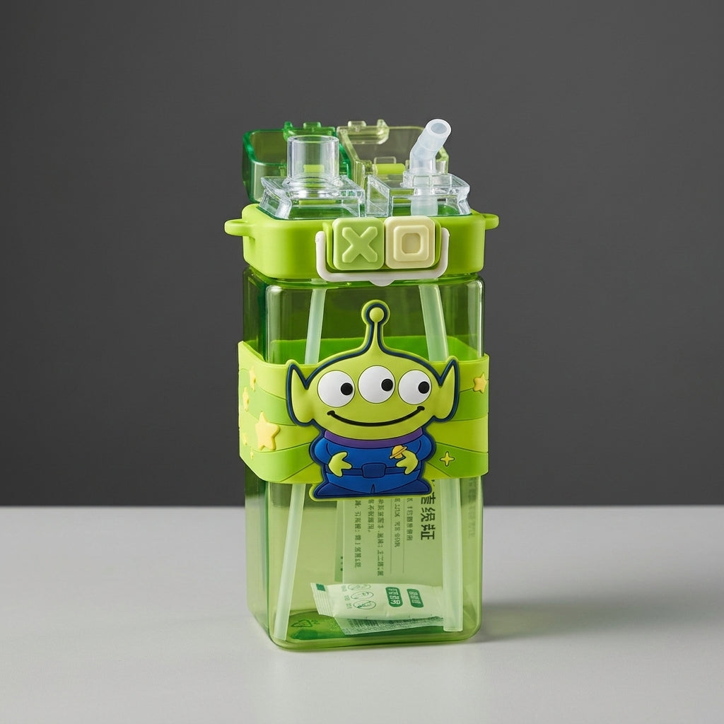 Alien Kids Water Bottle – 520ml BPA-Free Bottle with Silicone Straw