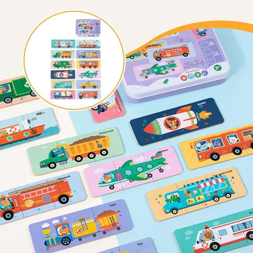 مجموعة ألغاز خشبية 6 في 1 للأطفال - تعليمية وممتعة