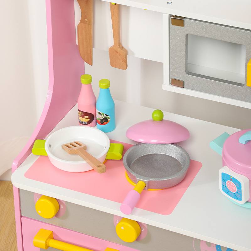 Large Wooden Kids Kitchen 2-in-1 – Full Kitchen Set with Washing Machine