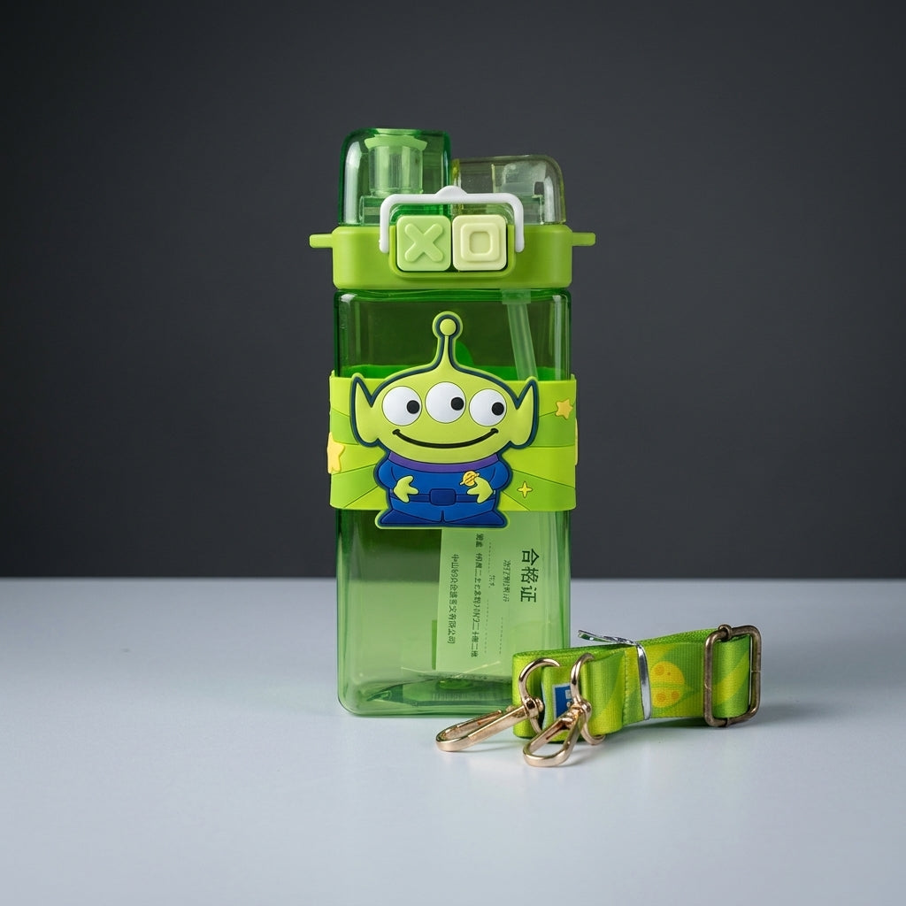 Alien Kids Water Bottle – 520ml BPA-Free Bottle with Silicone Straw