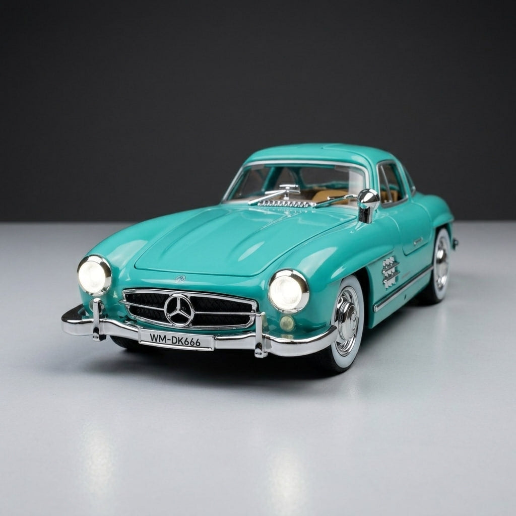 سيارة مجسمة مصبوبة من مرسيدس-بنز 300SL Gullwing بمقياس 1:22 مع إضاءة وصوت